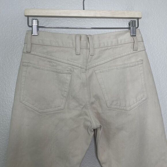 Brandy Melville Jeans Galt Small 26 Flared Cream Bootcut 100% Cotton Denim NEW - Picture 10 of 14